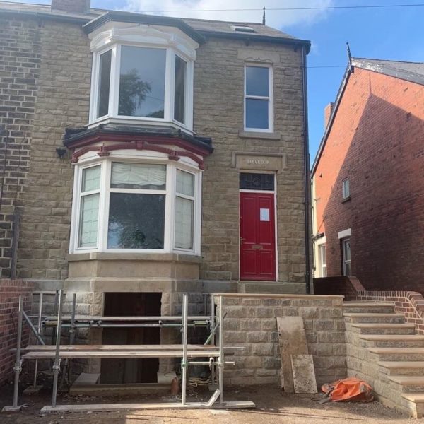 Angled Quoins In Building Front Elevation by Buxton Architectural Stone