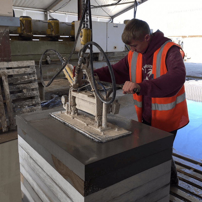 Calibration Stone Slab Paving Process at Buxton Architectural Stone