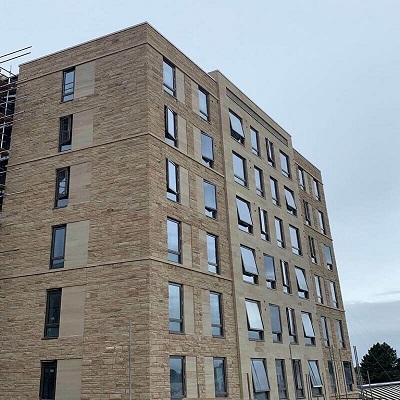 Lawsons Quay Lancaster University Student Halls Outside Stone Cladding supplied by Buxton Architectural Stone via RGB