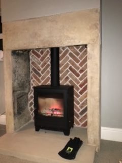 Buxton stone fireplace