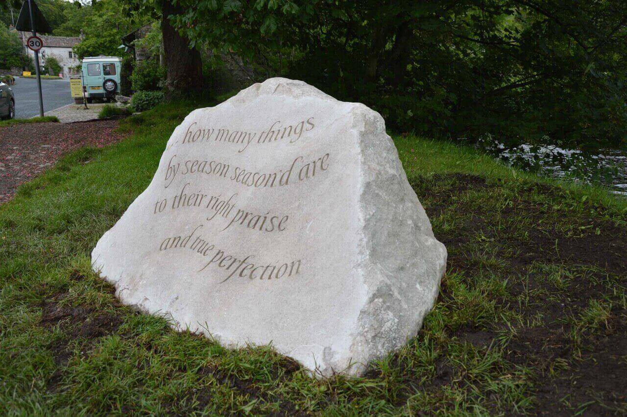 Malham Village Memorial Stone supplied by Buxton Architectural Paving side