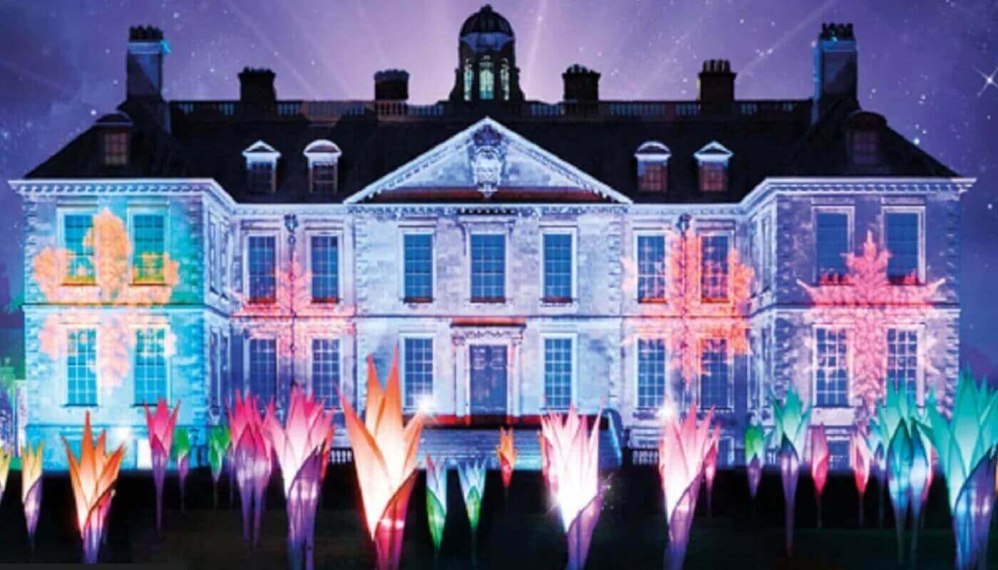 Buxton Architectural Natural Stone Belton House Christmas Lights Façade Display ©Sony Music