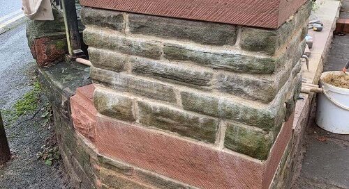 Buxton Architectural Stone Gate Post Section Tooled and Margined Face Feature